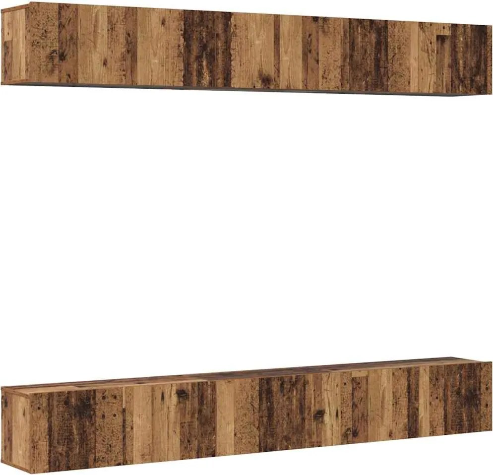 vidaXL Set comodă TV Pe perete 6 pcs Lemn vechi Lemn compozit
