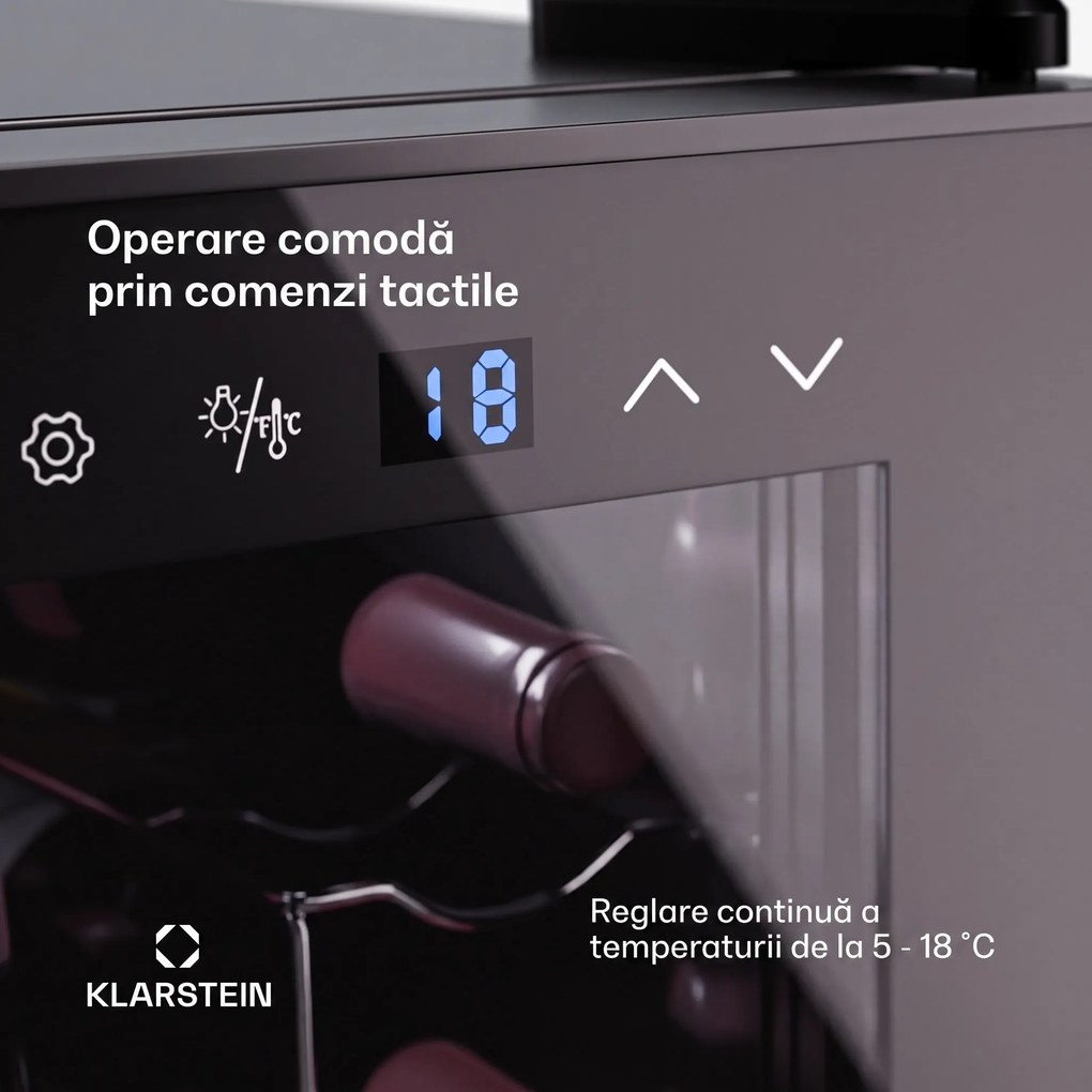 Klarstein Shiraz 8 Uno, frigider pentru vin, 8 sticle, 8 - 18 °C, control tactil