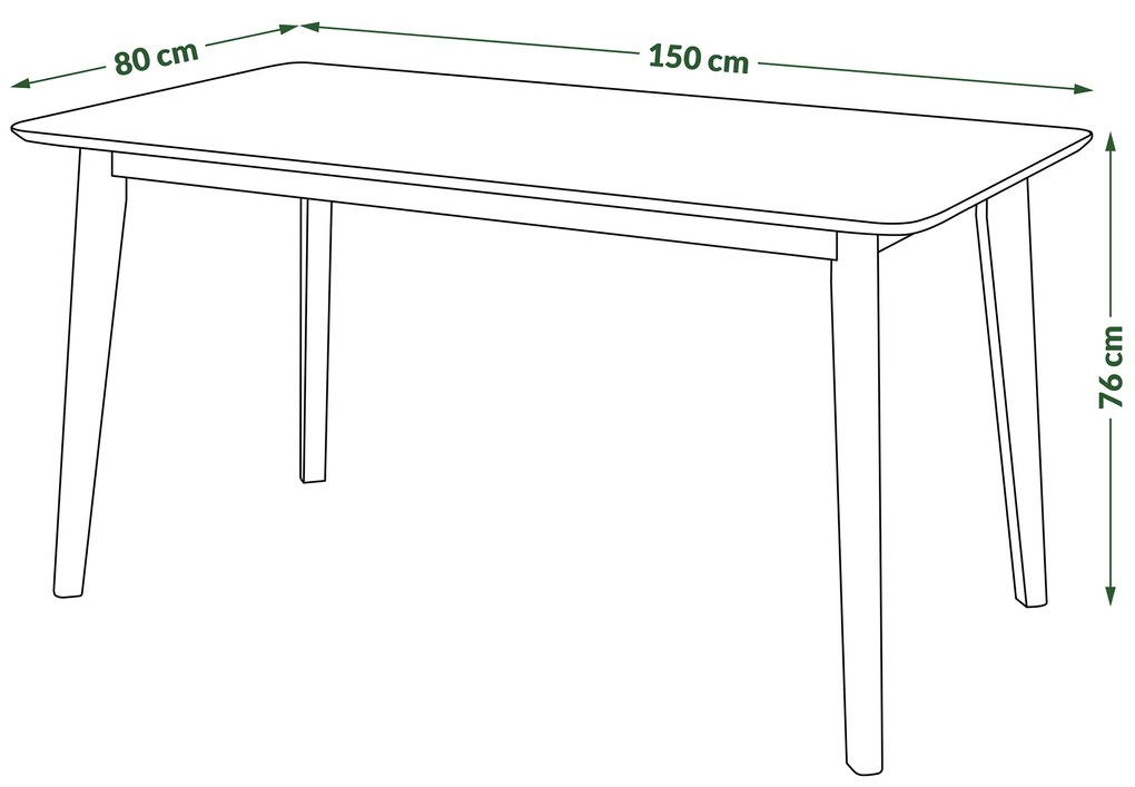 MAZZONI EXPORT ROXY Stejar natural - MASĂ RECTANGULARĂ DE LEMN 120 sau 150 cm PENTRU BUCĂTĂRIE/SUFRAGERIE RETRO