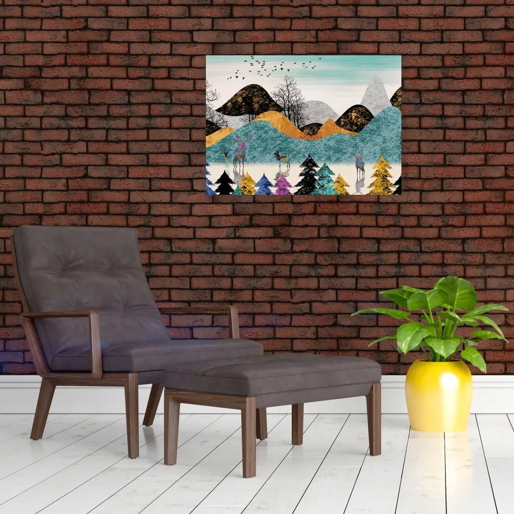 Tablou pe sticlă fgrafic cu cebi (70x50 cm)
