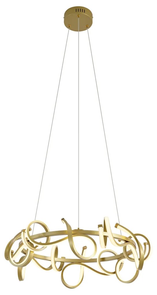 Lampă suspendată de design aurie rotundă cu dimmer în 3 trepte - Krisscross