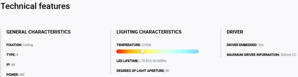 Spot LED incastrabil CROC IP44 recessed white 9W 10cm 90 grade 2700K CRI90 triac