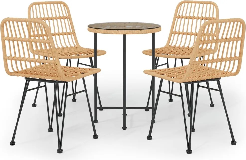 vidaXL Set mobilier de grădină, 5 piese, poliratan