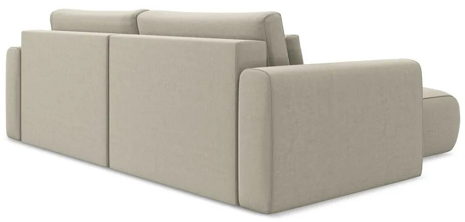 Colțar bej extensibil/cu spațiu de depozitare cu tapițerie din catifea (cu colț pe partea stângă/cu șezlong) Kapua – Makamii