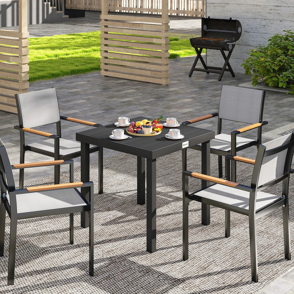 Outsunny Aluminum Outdoor Patio Dining Table for 4 for Garden Lawn Backyard, Natural | Aosom Romania