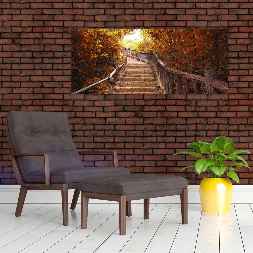 Tablou - Scări în natură în toamnă (120x50 cm)
