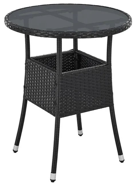 Juskys Masa rotunda Yoro Ø60 cm din ratan - negru