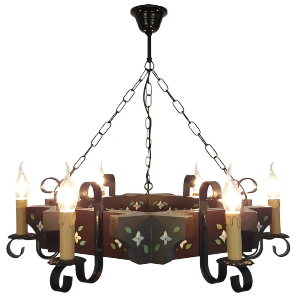 Candelabru fabricat manual din lemn pictat Queen 6L