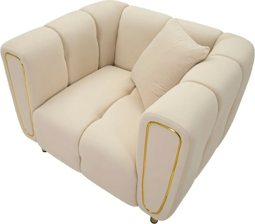 Fotoliu crem cu tapițerie din catifea Alma – Mauro Ferretti