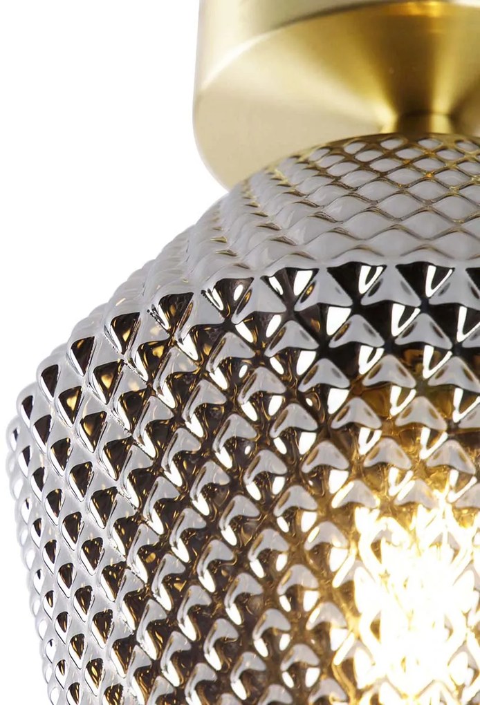 Plafoniera inteligentă din alamă cu sticlă fumurie, inclusiv Wi-Fi A60 - Karce