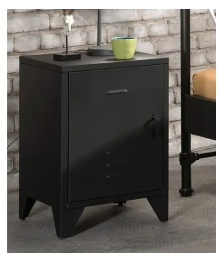 Noptieră de copii neagră din metal BRONXX – Vipack