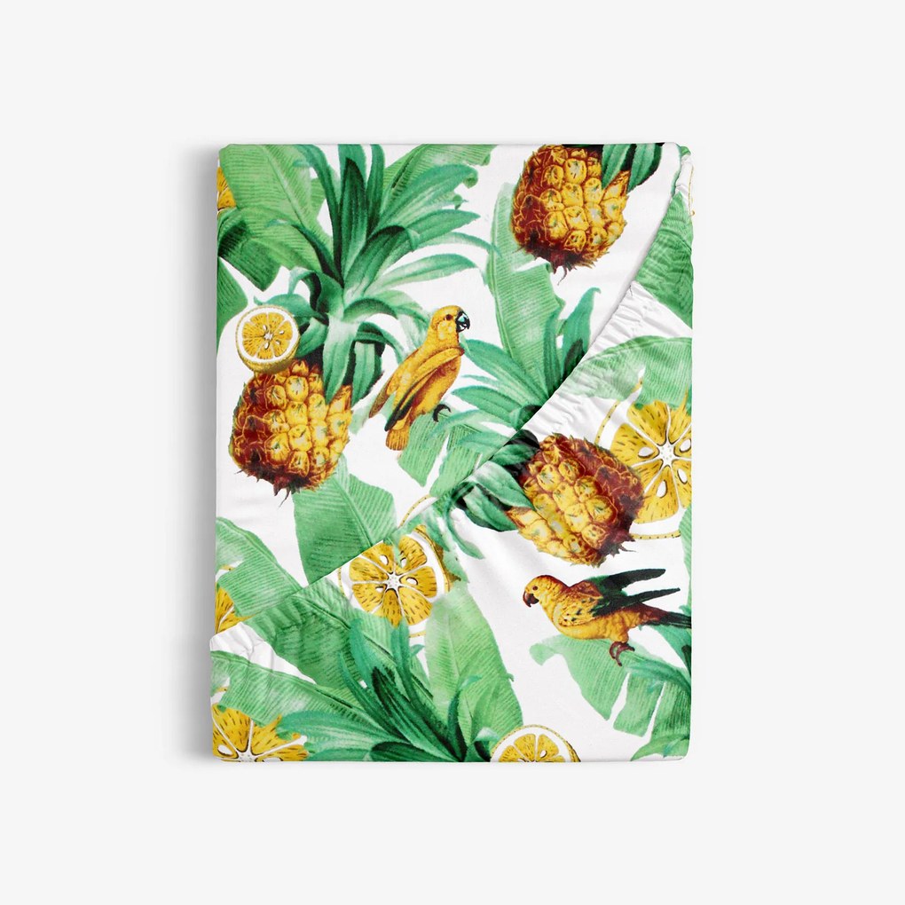 Goldea cearceaf de pat bumbac 100% cu elastic - paradis tropical 200 x 200 cm