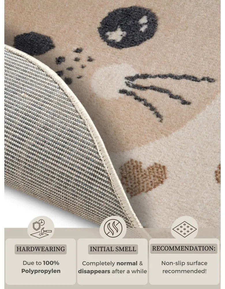 Covor pentru copii bej ø 100 cm Cat – Hanse Home