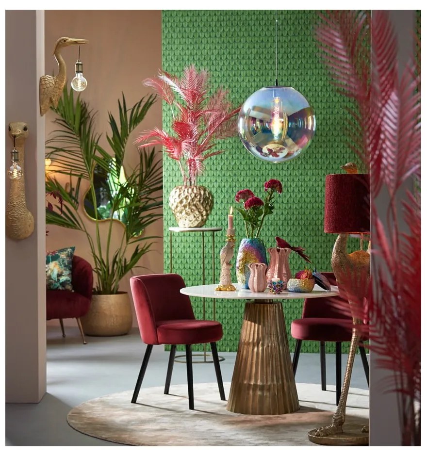 Masă de dining albă/în culoarea bronz rotundă cu blat cu aspect de marmură ø 100 cm Leyda – Light & Living