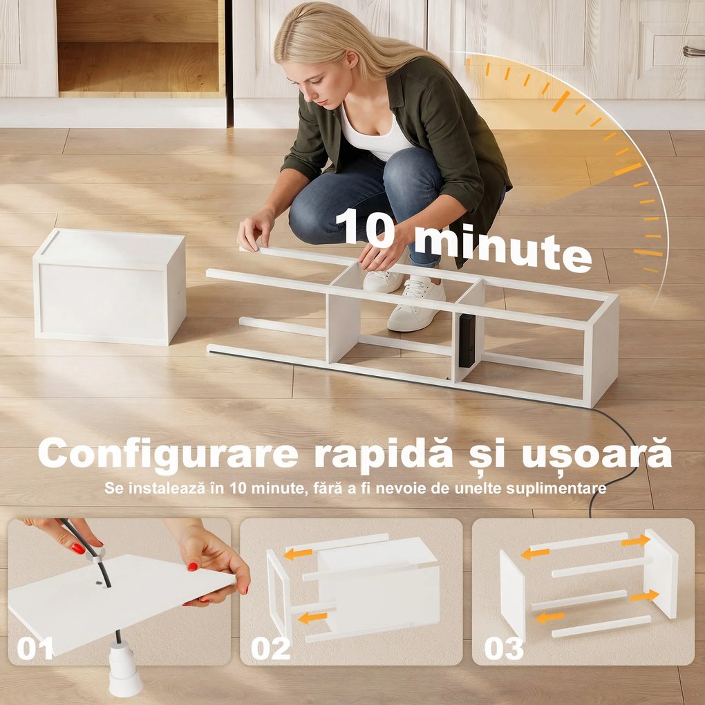 HOMCOM Lampă de Podea LED cu Rafturi, Lampă Modernă cu Comutator cu Pedală și Porturi USB, Temperatură de Culoare Reglabilă pentru Living și Dormitor, Alb | Aosom Romania