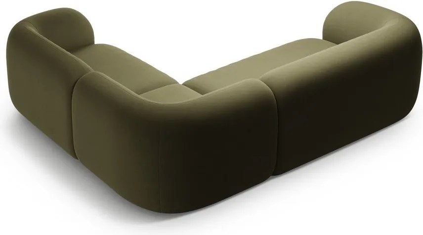 Colțar verde cu tapițerie din catifea (cu colț pe partea dreaptă/în formă de ”L”) Kate – Micadoni