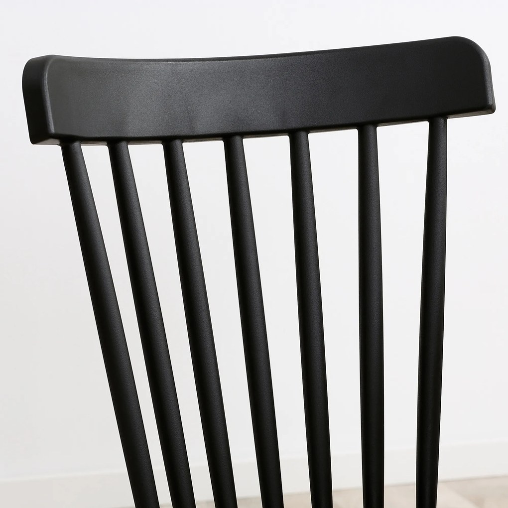 HOMCOM Set de 4 scaune stil scandinav cu spătar înalt, șezut din polipropilenă, picioare din lemn de fag 48 x 52,5 x 83 cm negru | Aosom Romania