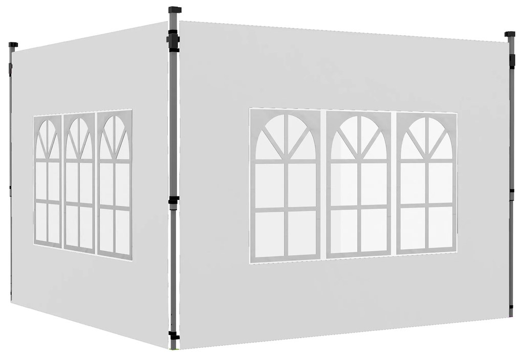 Outsunny Panouri Laterale pentru Foisor cu Fereastra pentru Foisor Pliabil de 3x3(m) sau 3x4m, 2 Bucati de Rezerva Laterale, Alb | Aosom Romania