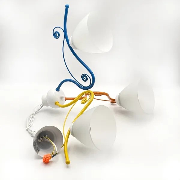 Lustră pe lanț RETRO 3xE27/60W/230V alb/colorat