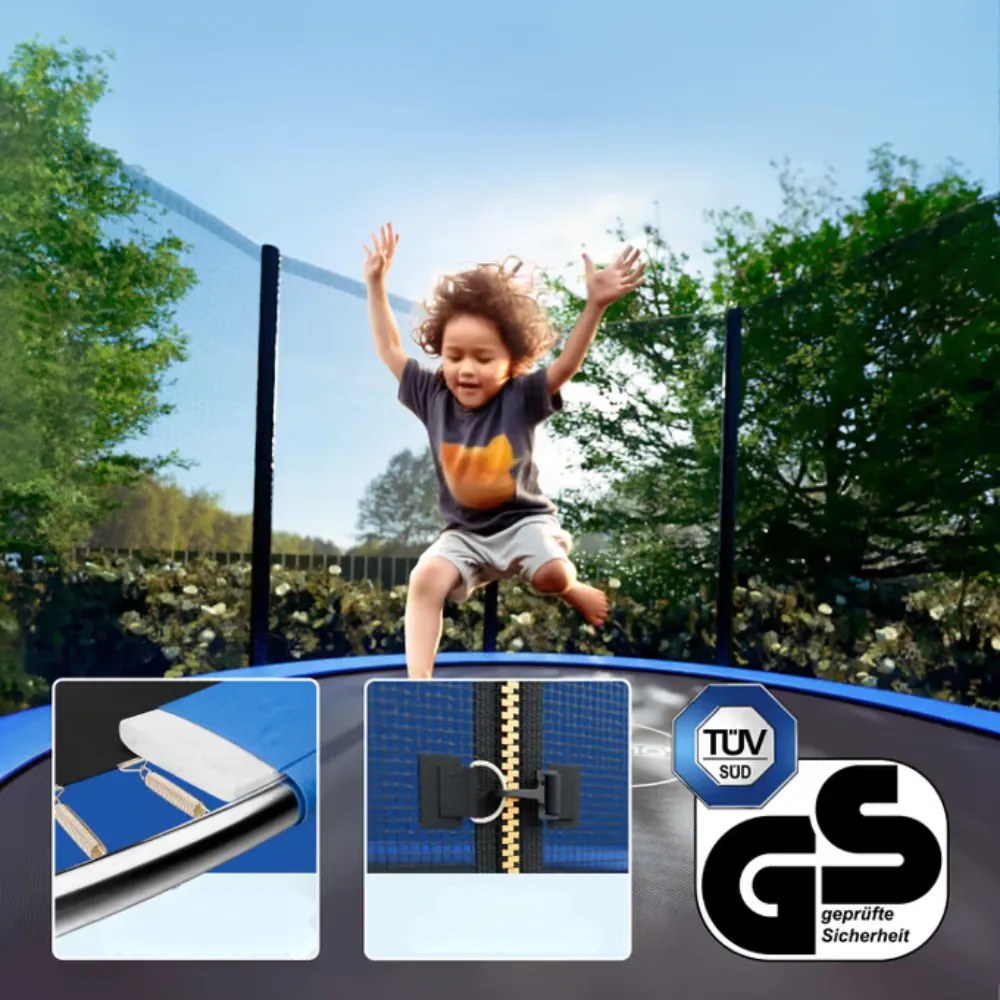 Trambulină cu plasă de siguranță JUMP, Ø183 cm, negru/albastru Monzana