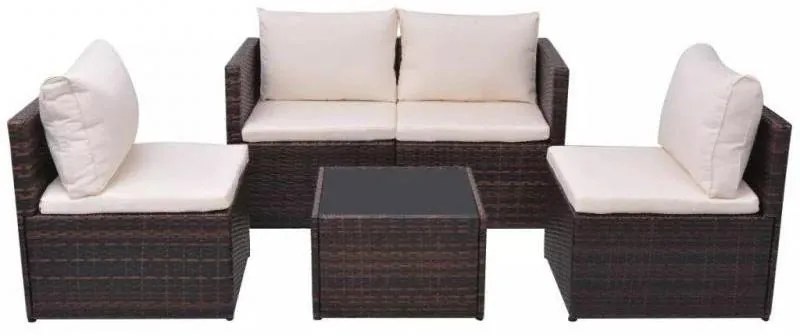 Set mobilier de gradina, 13 piese, poliratan, maro