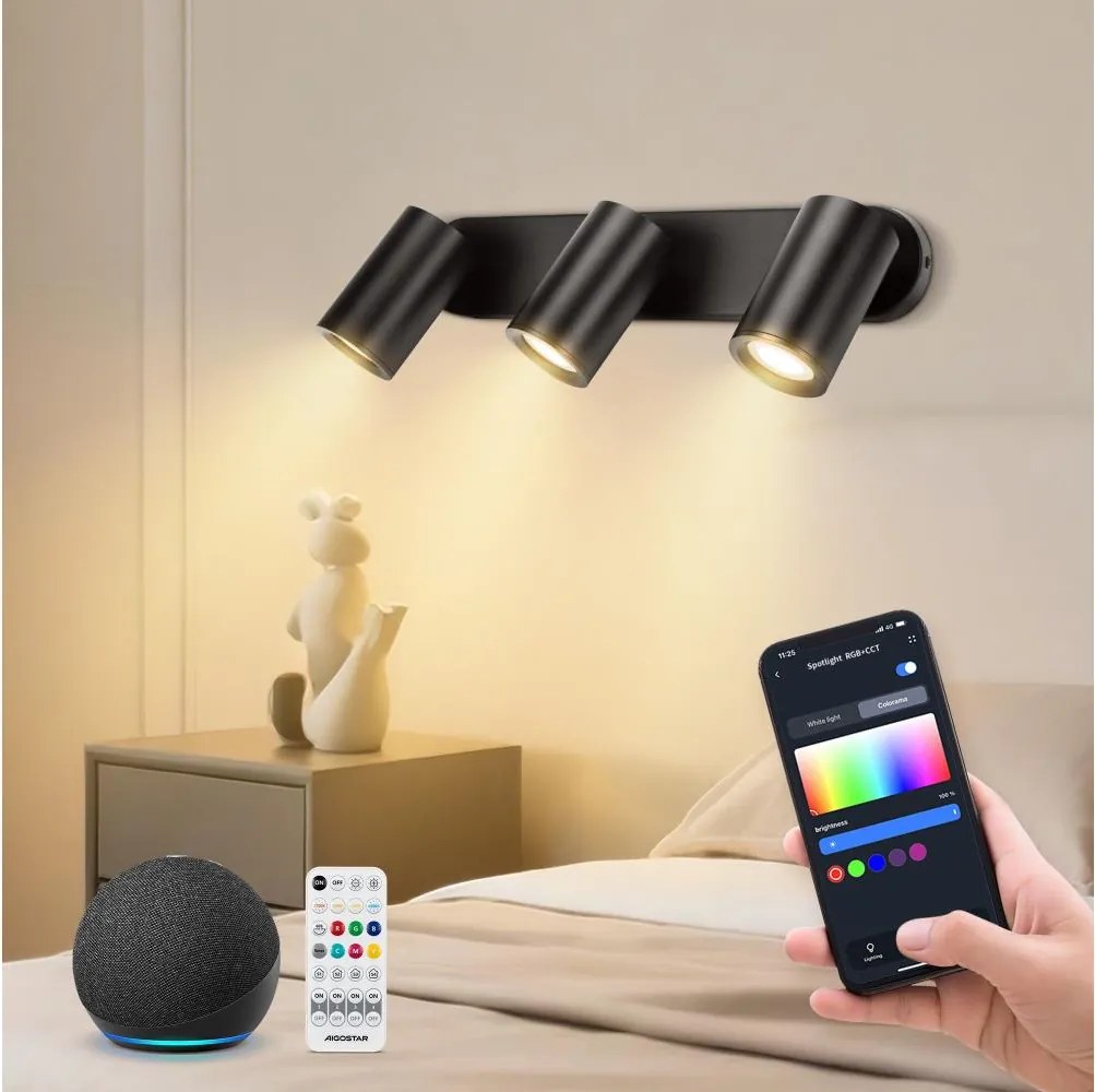 Aigostar - Spot LED RGBW MESH, dimmabil, 3xLED/4,9W/230V, 2700-6500K, alb, cu telecomandă