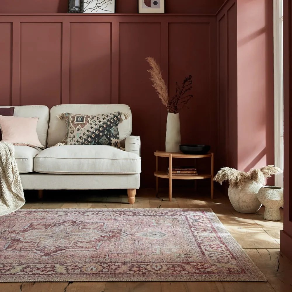 Covor roșu deschis lavabil din amestec de fibre reciclate 160x230 cm Windsor – Flair Rugs