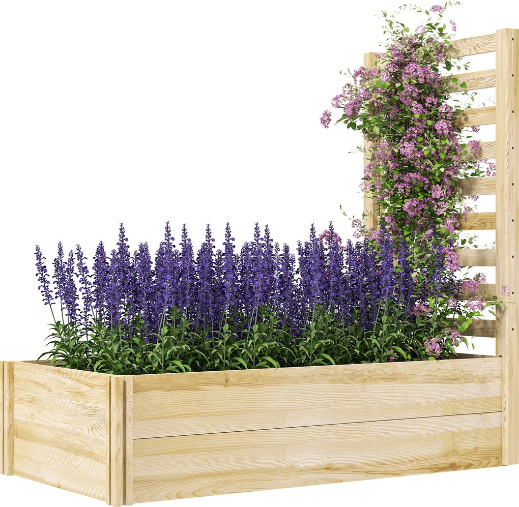Outsunny Strat pentru Grădină Înălțat cu Fund Deschis, 115x60x110 cm, Lemn Natural | Aosom Romania