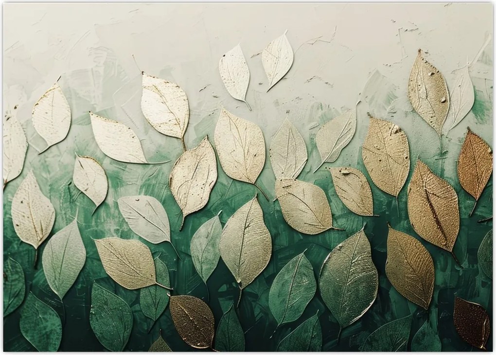 Tablou - Frunze verzi-aurii (70x50 cm)