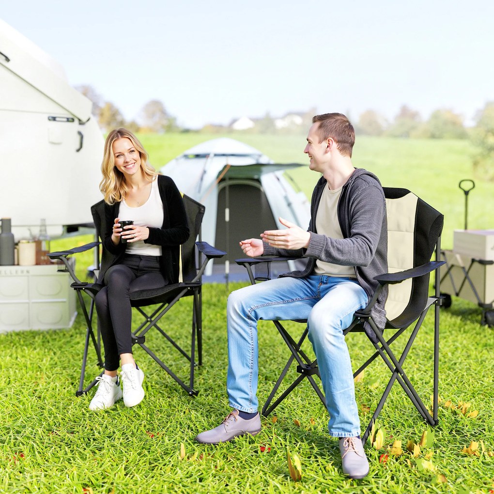 Outsunny 2 Scaune Camping PliaBile Alb-Crem | Aosom Romania