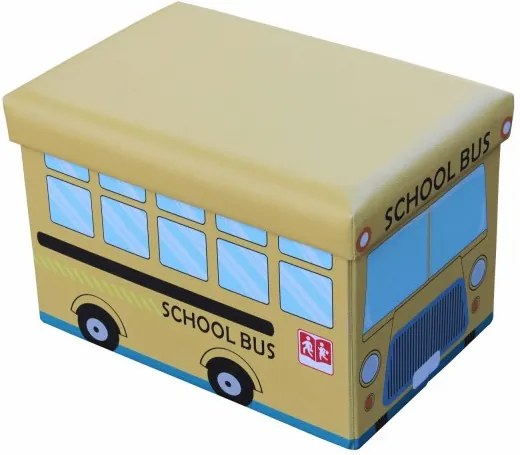 Taburet cu spatiu depozitare 48 x 32 x 32 cm, imprimeu School Bus