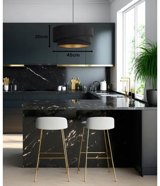 Lustră pe cablu Duolla KOBO 1xE27/15W/230V d. 45 cm negru/auriu