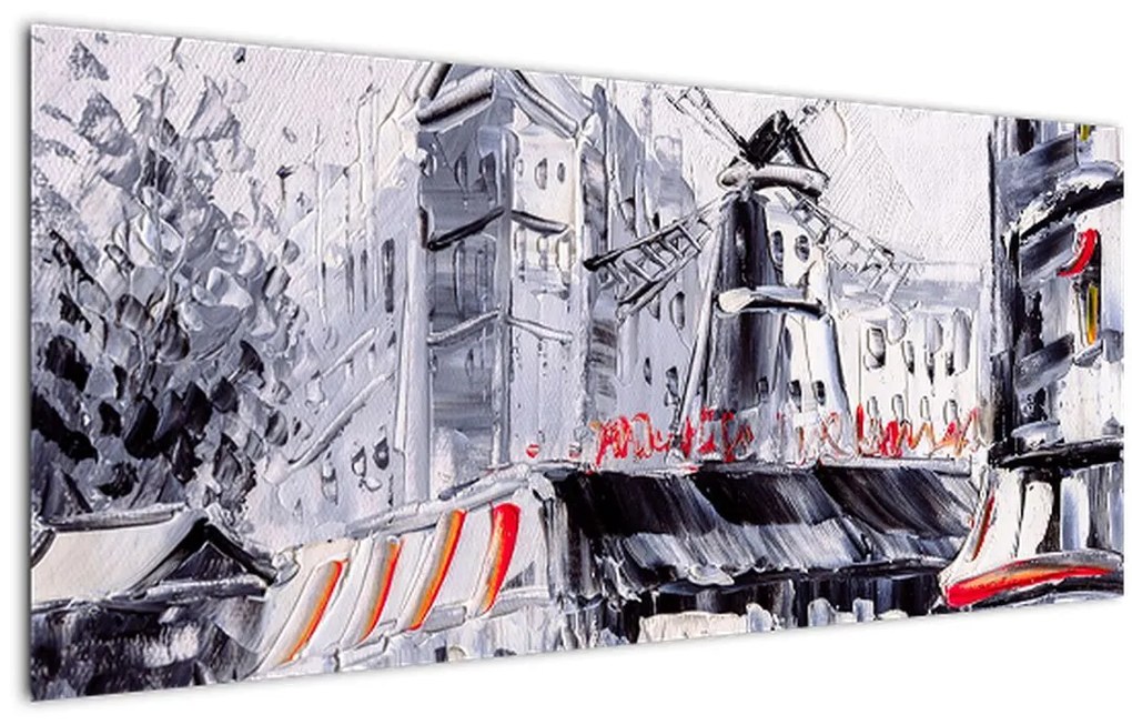 Tablou - Strada din Paris, pictură în ulei (120x50 cm)