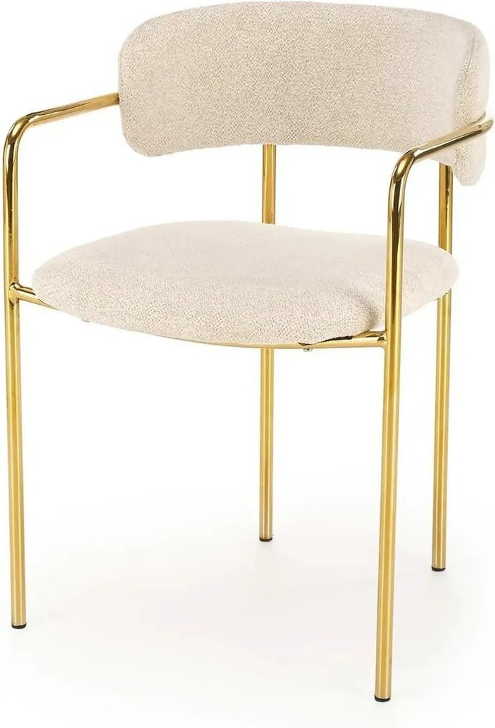 Scaun K537, crem/auriu, stofa clasica/metal, 54x56x76 cm