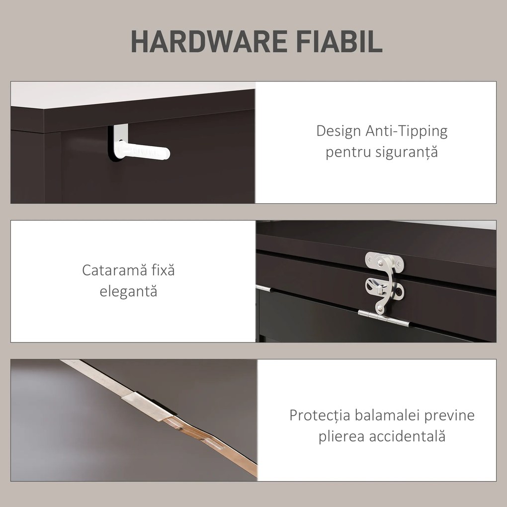 HOMCOM Birou Modern Pliabil cu Bibliotecă și Tablă, din Lemn și Metal, 98x51x153 cm, Maro | Aosom Romania