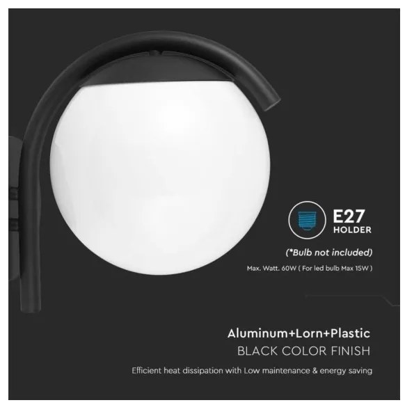 Lampă de perete de exterior 1xE27/60W/230V IP44 negru