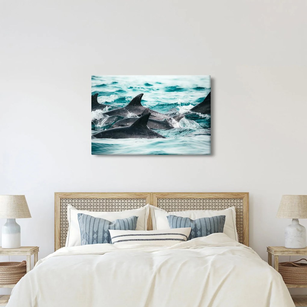 Tablou - Delfini în ocean (90x60 cm)