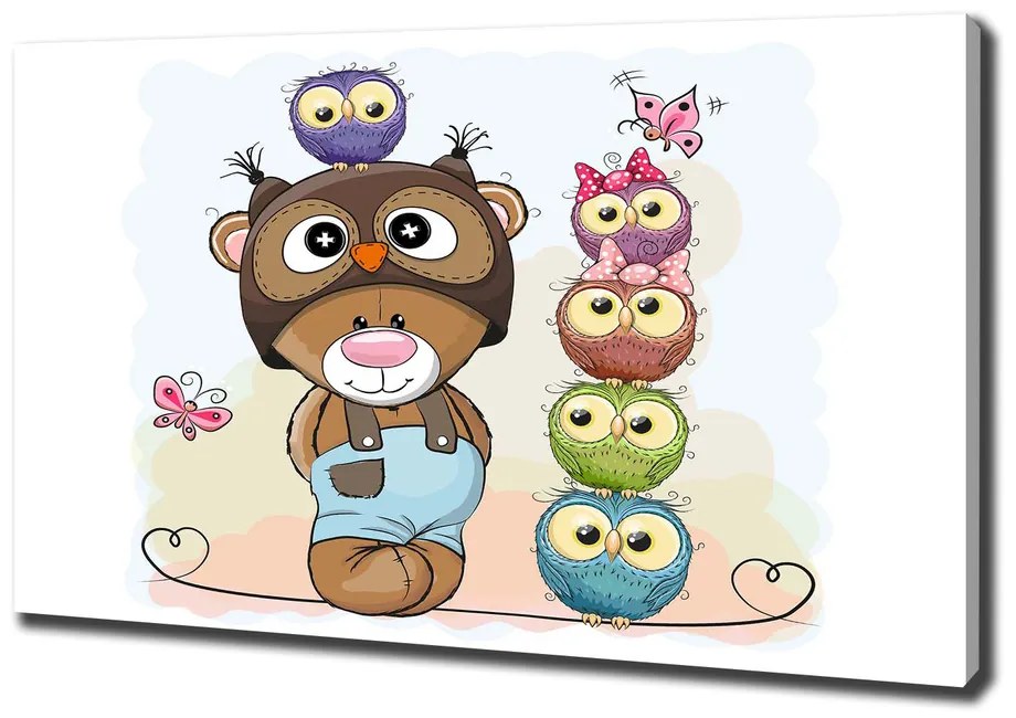 Tablou pe pânză Ursul și owl