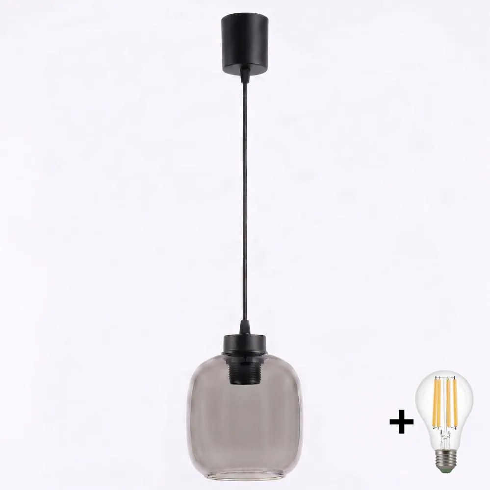 Brilagi - Pendul LED suspendat pe cablu R GLASS 1xE27/60W/230V Ø 14 cm negru/gri fumuriu