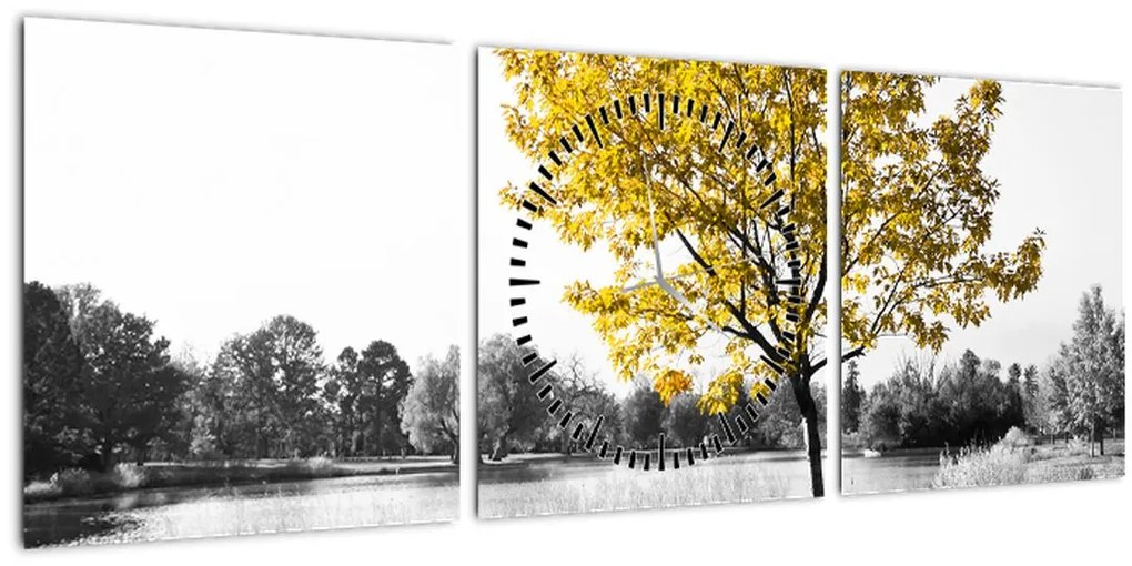 Tablou - relaxare în parc (cu ceas) (90x30 cm)