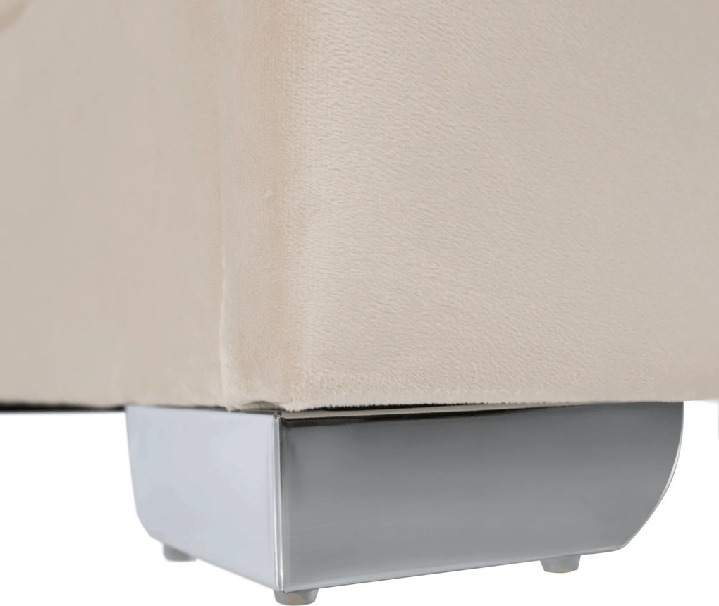 Pat cu somieră şi iluminare LED, 160x200, ţesătură Velvet bej, ALTESA