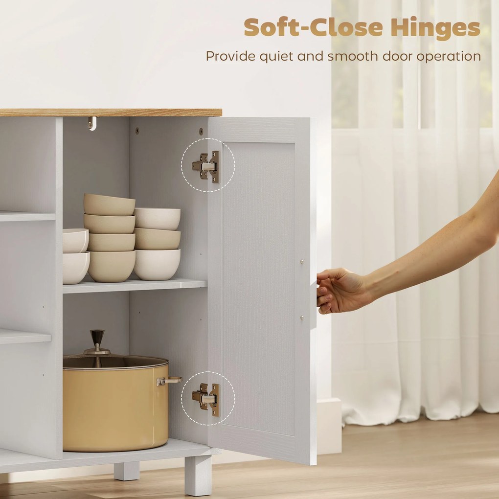 HOMCOM Dulap de Bucătărie cu Uși Amortizate, Compartiment Deschis și 2 Dulapuri Alb | Aosom Romania