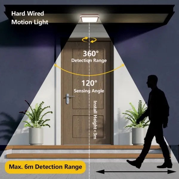 Brilagi-LED Aplica de exterior cu senzor BENE, LED 24W, 230V, 26x26 cm, maro, IP54