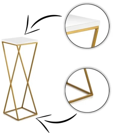 Suport pentru flori LOFT 70x24 cm auriu/alb