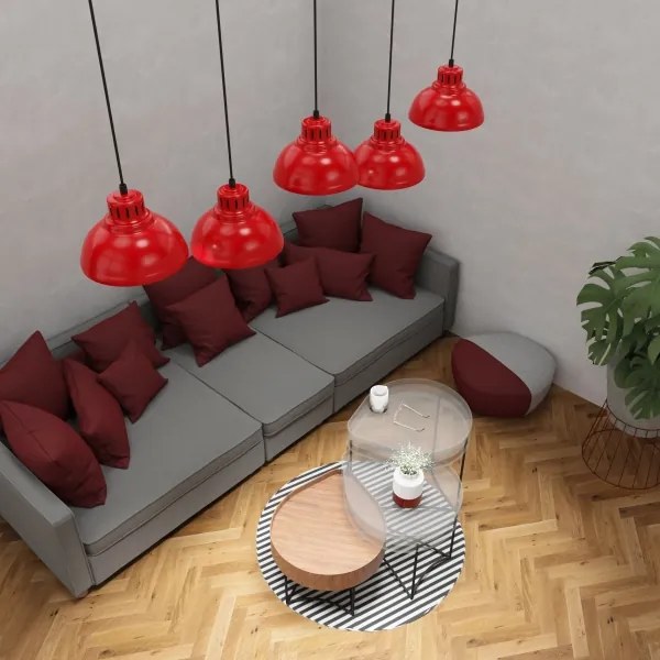 Lustră pe cablu SVEN 5xE27/15W/230V roșie