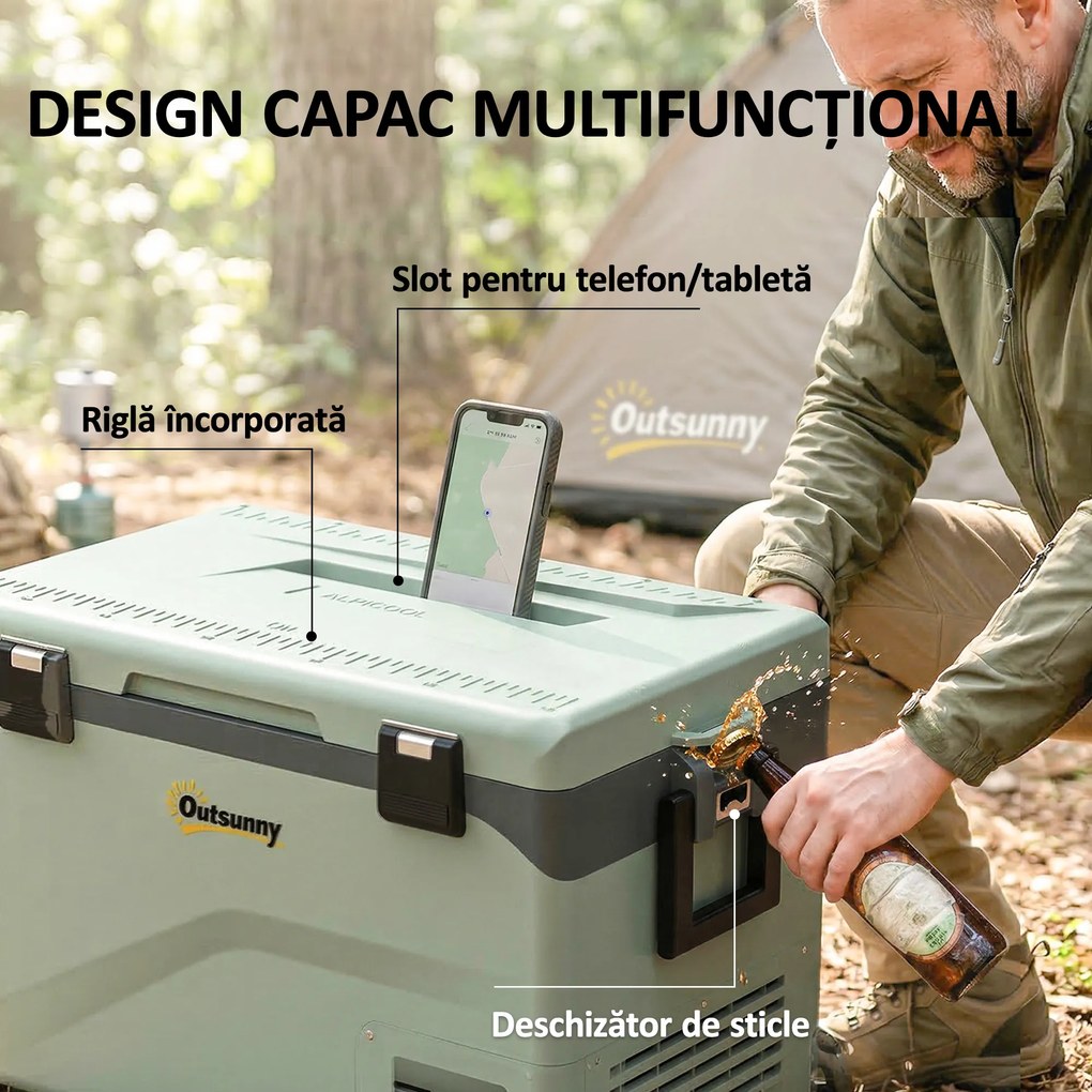 Outsunny Frigider Portabil 42,5L cu Compresor și Control prin Aplicație, -20℃ la 20℃ | Aosom Romania