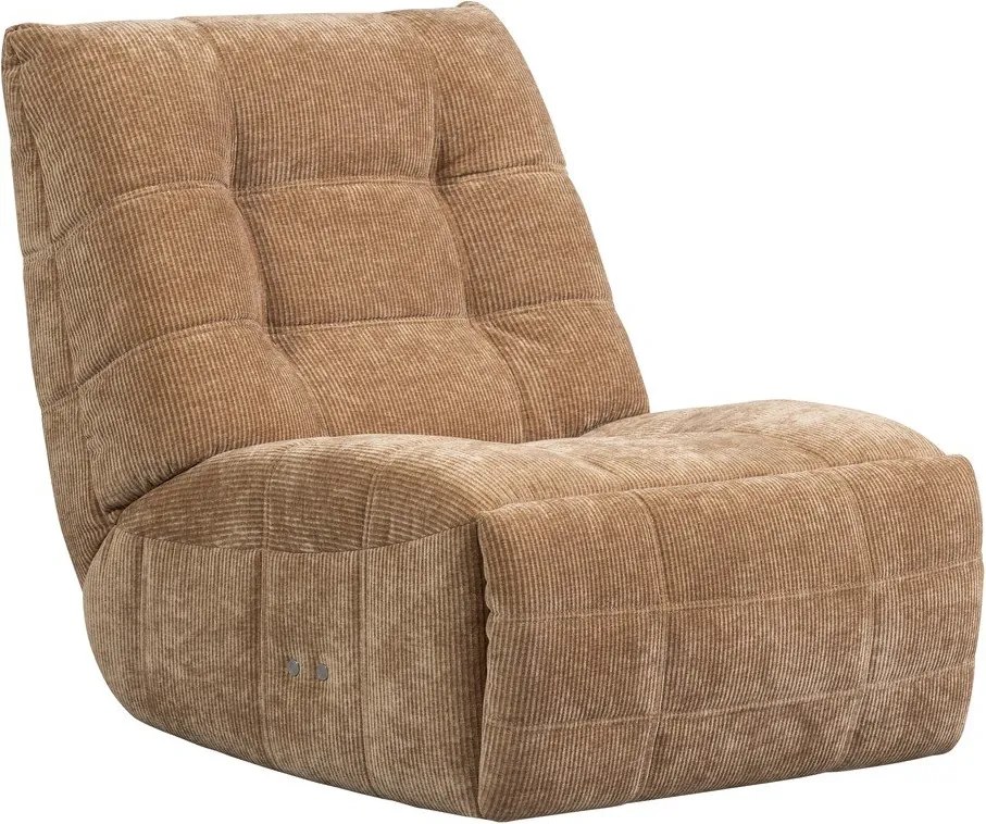 Fotoliu maro deschis reglabil de relaxare cu tapițerie din catifea reiată Hein – WOOOD