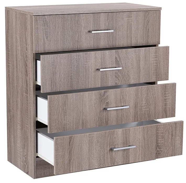 Comodă Miami cu 4 sertare 80x92 cm stejar York-stejar York