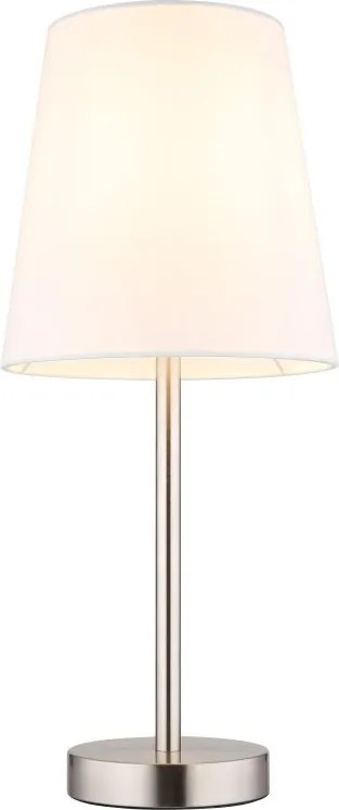 Lampa de masa metal nickel abajur textil alb JORIS
