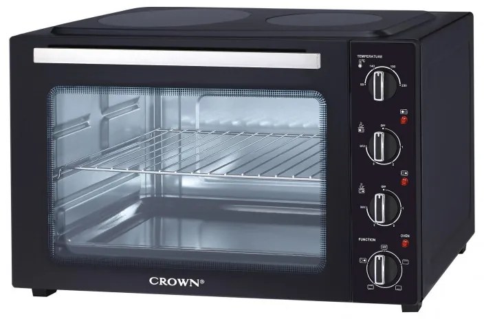 Cuptor cu 2 plite Crown CMO-482CER, 48 l, 1800 W, 4 functii, Termostat, Negru